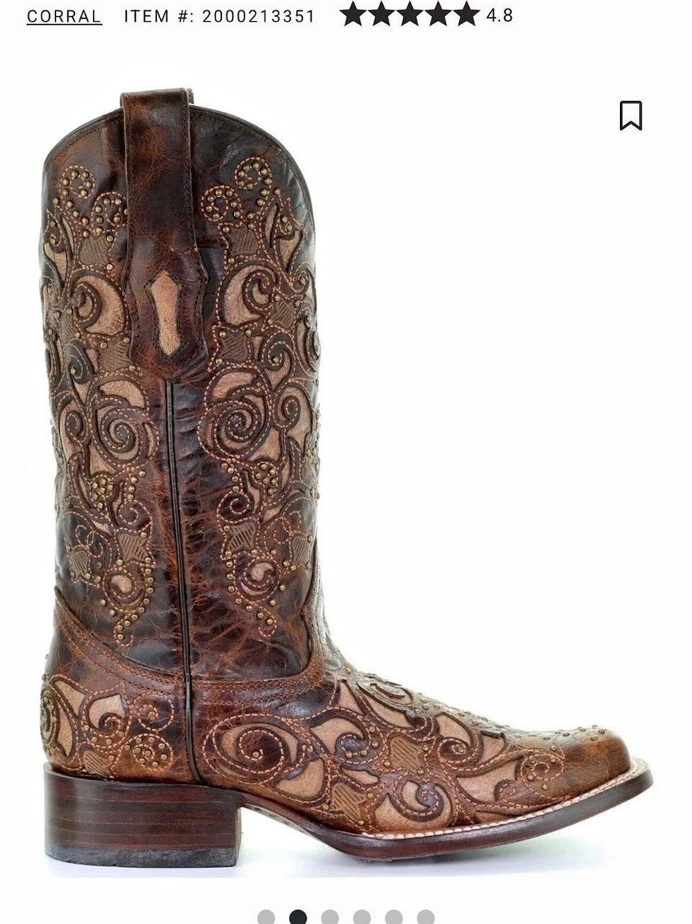 CORRAL WOMEN'S EMBROIDERED STUD INLAY WESTERN BOOTS - Women size 9